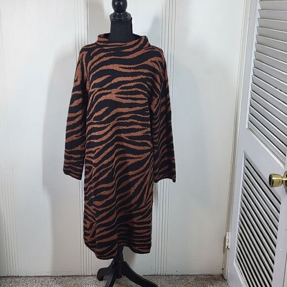 Ann Taylor Black & Brown Wool Blend Dress - Picture 1 of 10